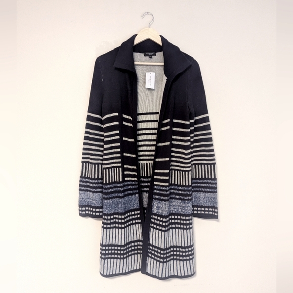 Spense Knits Navy Striped Sweater Duster - Picture 1 of 4